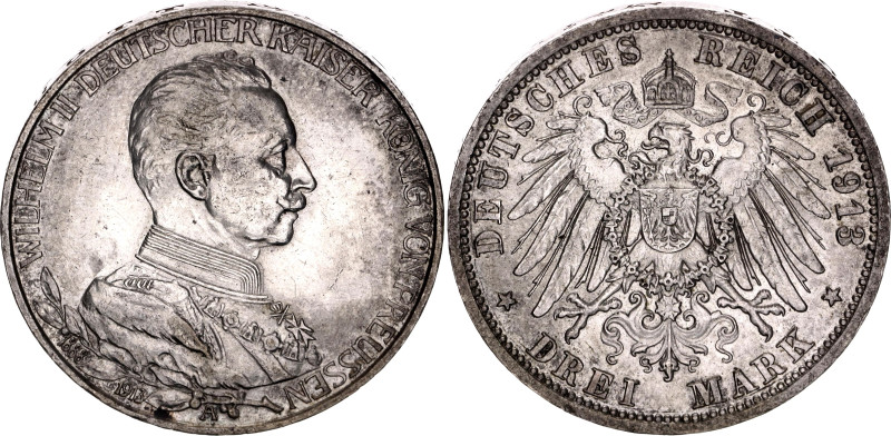 Germany - Empire Prussia 3 Mark 1913 A

KM# 535, J. 112, N# 19478; Silver 16.6...