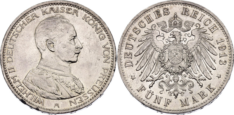 Germany - Empire Prussia 5 Mark 1913 A

KM# 536, J# 114, N# 4714; Silver 27.77...