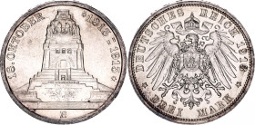 Germany - Empire Saxony-Albertine 3 Mark 1913 E

KM# 1275, J. 140, N# 13478; Silver 16.67 g.; Friedrich August III; 100th Anniversary of the Battle ...