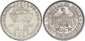 Germany - Weimar Republic 3 Reichsmark 1929 E

KM# 65, J# 338, N# 15903; Silver 15 g.; 1000th Anniversary of Meissen; Muldenhütten Mint; UNC with mi...