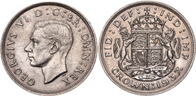 Great Britain 1 Crown 1937

KM# 857, N# 8473; Silver 28.28 g.; George VI; Coronation; London Mint; XF+