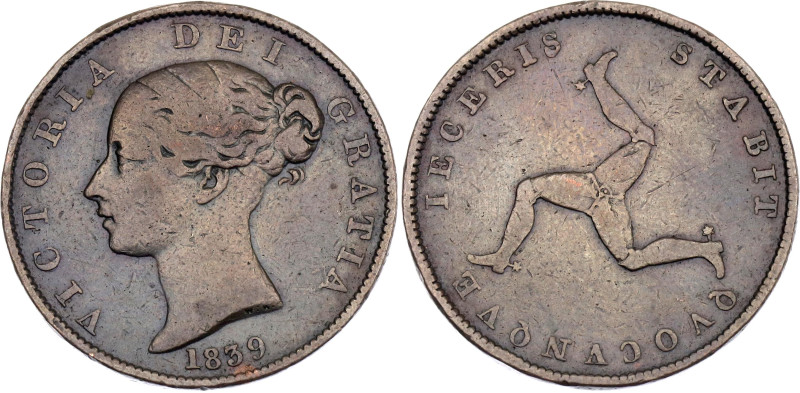 Isle of Man 1/2 Penny 1839

KM# 13, N# 37090; Copper 9.18 g.; Victoria; VF