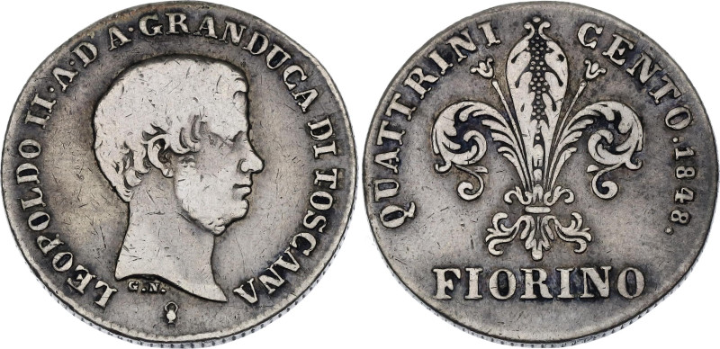 Italian States Tuscany 1 Fiorino 1848

C# 72a, MIR# 453, N# 21584; Silver 6.87...