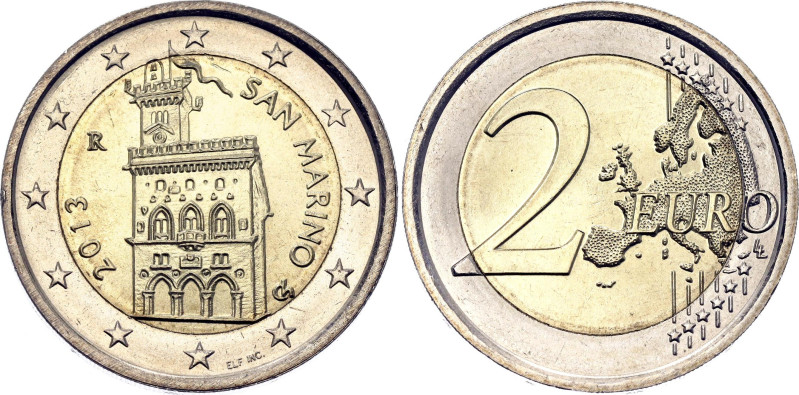 San Marino 2 Euro 2013 R

KM# 486, N# 9920; Bimetallic; Rome Mint; UNC with fu...