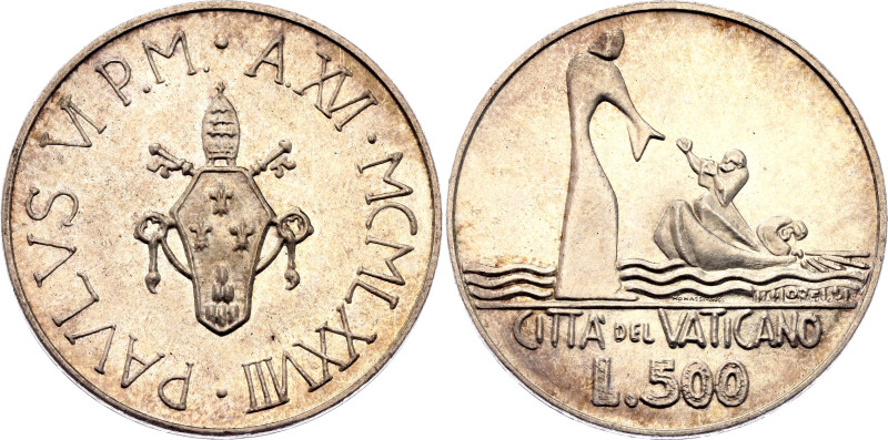 Vatican 500 Lire 1978 (XVI)

KM# 139, N# 12154; Silver 11 g.; Paul VI; Rome Mi...