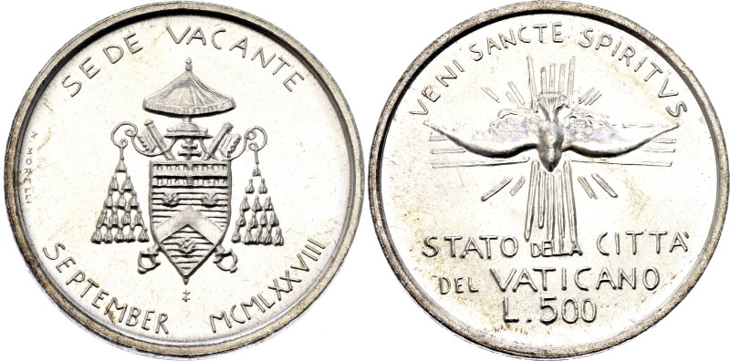 Vatican 500 Lire 1978 ZI

KM# 141, N# 12159; Silver 11 g.; Sede Vacante - Sept...