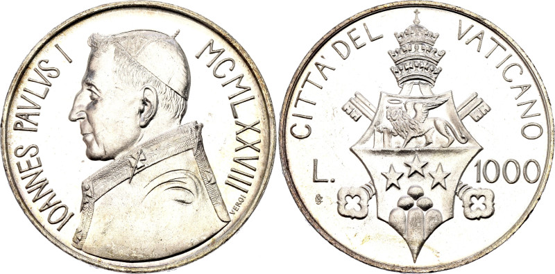 Vatican 1000 Lire 1978 IPZS

KM# 142, N# 12218; Silver 14.6 g.; John Paul I; R...