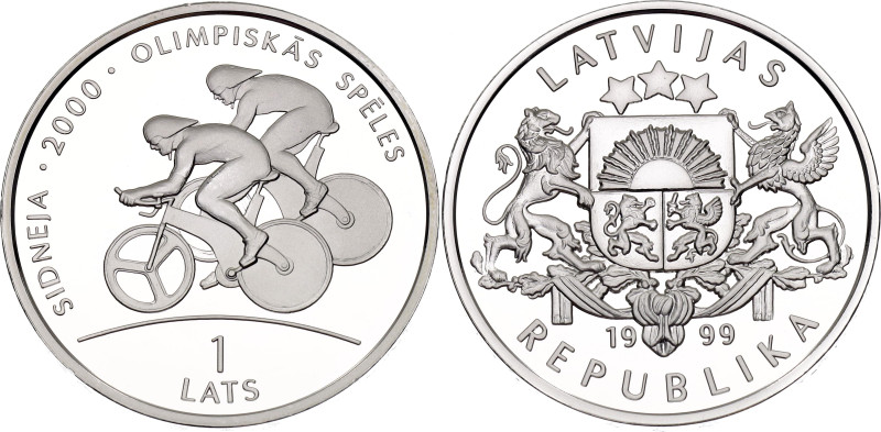 Latvia 1 Lats 1999

KM# 44, N# 50912; Silver 20 g., Proof; XXVII Summer Olympi...