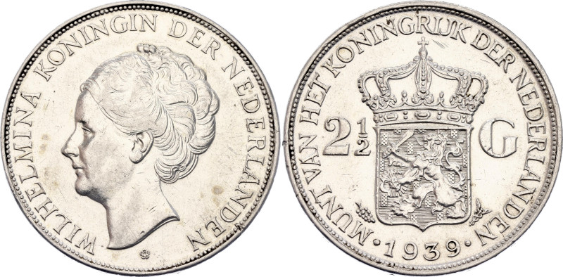 Netherlands 2-1/2 Gulden 1939

KM# 165, N# 6551; Silver 25 g.; Wilhelmina; Utr...