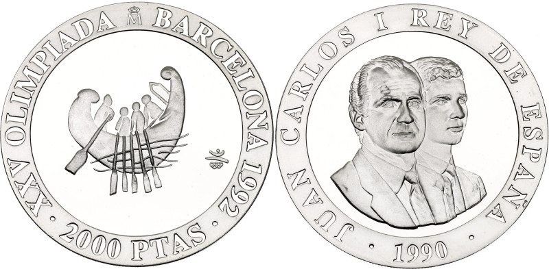 Spain 2000 Pesetas 1990 M

KM# 865, N# 65265; Silver 27 g., Proof; Juan Carlos...