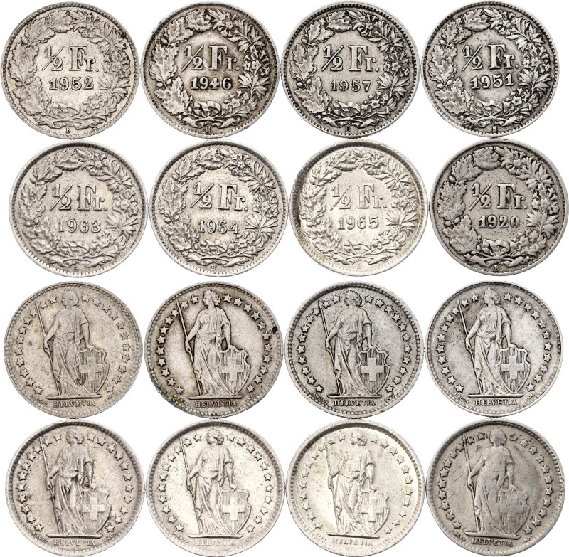 Switzerland 8 x 1/2 Franc 1920 - 1965 B

KM# 23, Schön# 27, N# 180; Silver., T...