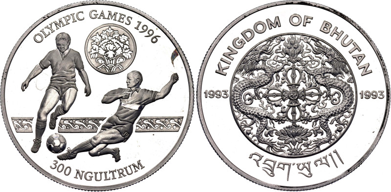 Bhutan 300 Ngultrum 1993

KM# 79, N# 36159; Silver., Proof; Jigme Singye; Olym...