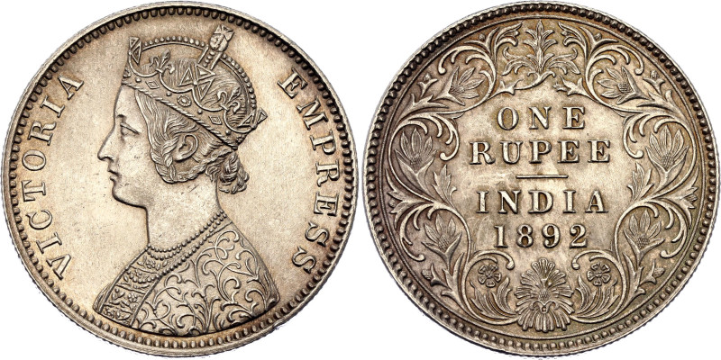 British India 1 Rupee 1892 C

KM# 492, N# 3719; Silver 11.66 g.; Victoria; Cal...