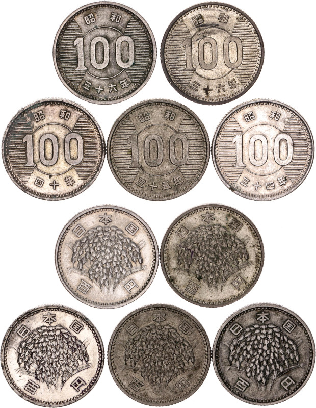 Japan 5 x 100 Yen 1959 -1965

Y# 78, N# 9582; Silver., Total weight: 23.99 g; ...