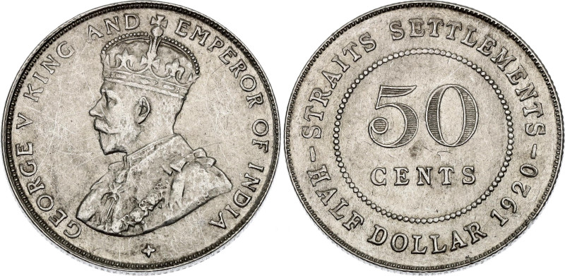 Straits Settlements 50 Cents 1920

KM# 35.1, N# 12778; Silver 8.39 g.; George ...