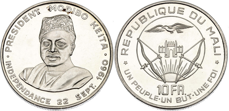 Mali 10 Francs 1960

KM# 1, N# 40618; Silver 25 g., Proof; Independence; Minta...