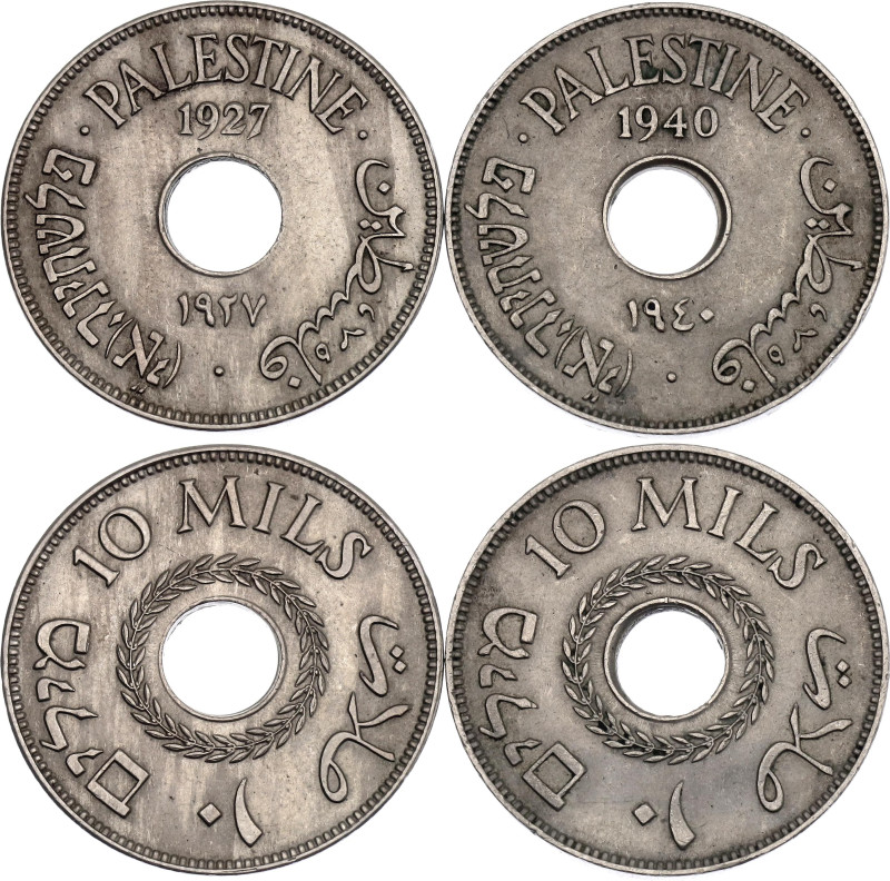 Palestine 2 x 10 Mils 1927 - 1940

KM# 4, N# 5591; Copper-nickel; London Mint;...