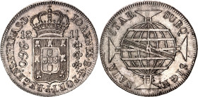 Brazil 960 Reis 1811 B Overstrike

KM# 307.1, N# 23668; Silver 26.89 g.; John VI the Clement; Bahia Mint; AUNC/UNC with scratch