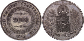 Brazil 2000 Reis 1852

KM# 462, N# 28267; Silver 25.5 g.; Pedro II; UNC with full mint luster