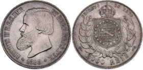 Brazil 2000 Reis 1888

KM# 485, N# 19792; Silver 25.5 g.; Pedro II; UNC with amazing toning