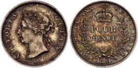 British Guiana 4 Pence 1891

KM# 26, N# 19567; Silver 1.88 g.; Victoria; London Mint; UNC- with amazing toning