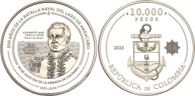 Colombia 10000 Pesos 2023

KM# 305, N# 369579; Nickel brass; 200th Anniversary of the Naval Battle in Lake Maracaibo; With the certificate; BUNC