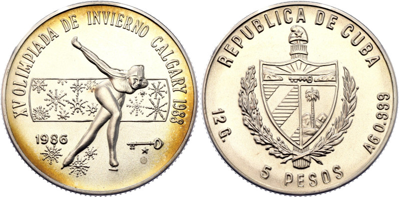 Cuba 5 Pesos 1986

KM# 139.2, N# 73971; Without Olympic Rings & Calgary logo; ...