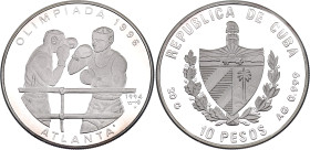 Cuba 10 Pesos 1994

KM# 469, N# 91782; Silver 20 g., Proof; XXVI Summer Olympics, Atlanta 1996 - Boxing; Mintage 30000 pcs.