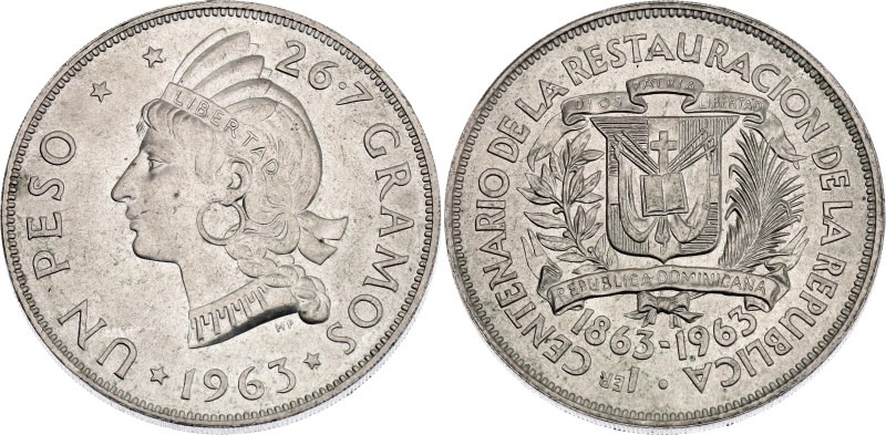 Dominican Republic 1 Peso 1963

KM# 30, Schön# 15, N# 17079; Silver 26.70 g.; ...