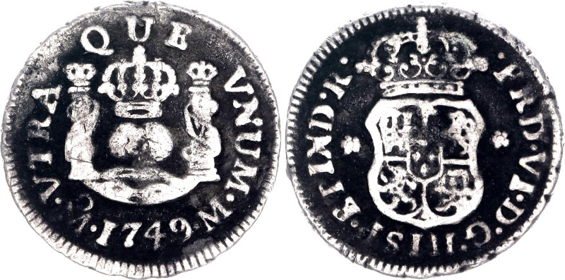 Mexico 1/2 Real 1749 Mo

KM# 67.1, N# 15055; Silver; Ferdinand VI; VF- with a ...