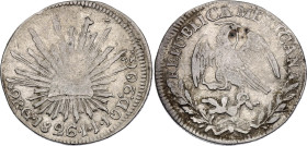 Mexico 2 Reales 1826 Go JJ

KM# 374.8, N# 15077; Silver; Guanajuato Mint; VF