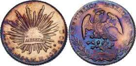 Mexico 8 Reales 1885 Mo MH

KM# 377.10, N# 7394; Silver 27.07 g.; Mexico Mint; XF+ with a beautiful multicolor artificial patina