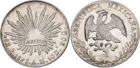 Mexico 8 Reales 1893 Mo AM

KM# 377.10, N# 7394; Silver 27.07 g.; Mexican Mint; XF+