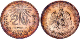 Mexico 20 Centavos 1919 M

KM# 436, N# 13904; Silver 3.6 g.; Mexico Mint; AUNC/UNC with nice toning & minor hairlines; Mint luster remains