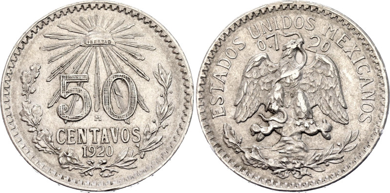 Mexico 50 Centavos 1920 M

KM# 447, N# 3844; Silver 8.33 g.; Mexico Mint; UNC