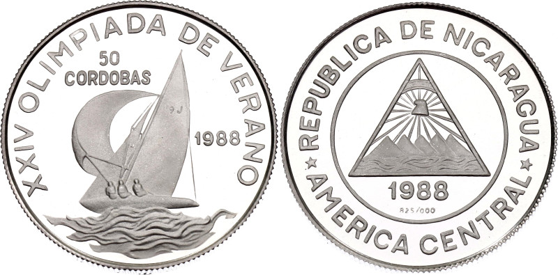 Nicaragua 50 Cordobas 1988

KM# 62, N# 47067; Silver 16.60 g., Proof; XXIV Sum...