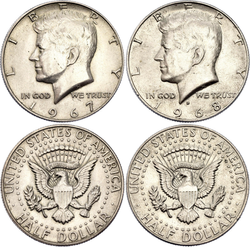 United States 2 x 1/2 Dollar 1967 - 1968

KM# 202a, N# 10865; Silver Total 25 ...