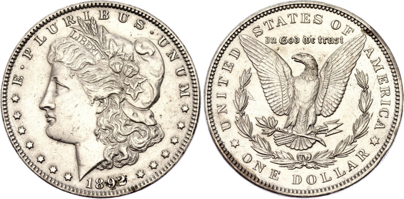 United States 1 Dollar 1892

KM# 110, N# 1492; Silver 26.73 g.; "Morgan Dollar...