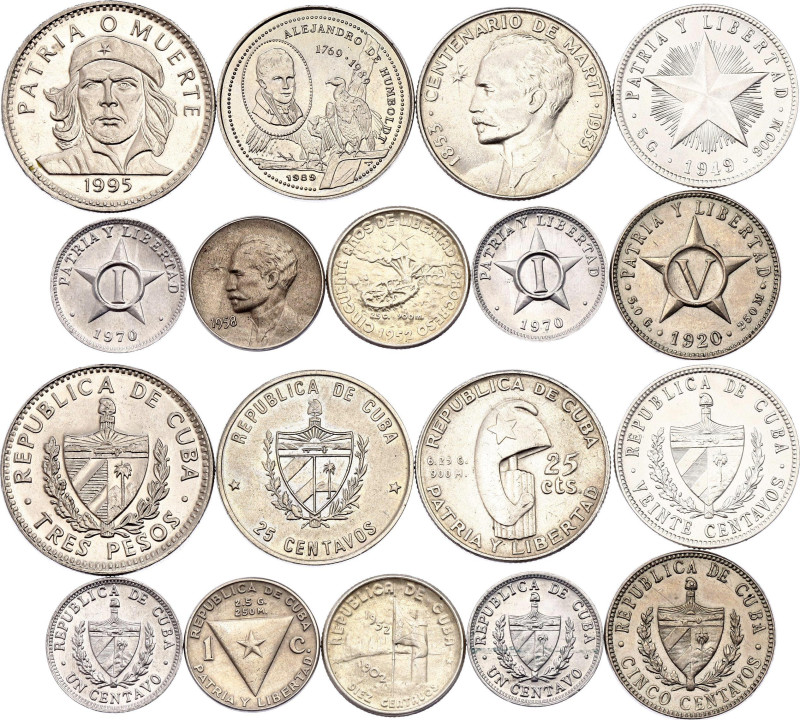 Cuba Lot of 10 Coins 1920 - 1995

With Silver; Various Dates, Denominations & ...