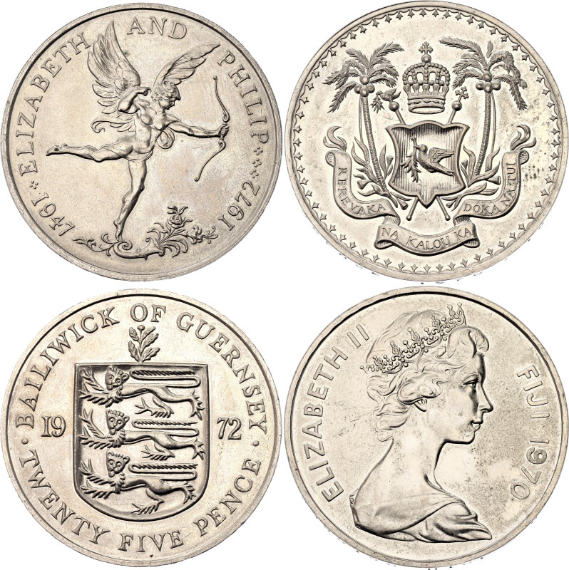 World Lot of 2 Coins 1970 - 1972

Copper-nickel; Elizabeth II; Silver Wedding ...