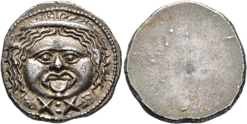 ETRURIA. Populonia. Circa 300-250 BC. 20 Asses (Silver, 24 mm, 8.61 g). Diademed...