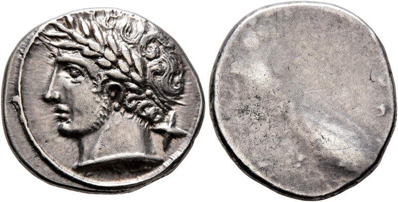 ETRURIA. Populonia. Circa 300-250 BC. 10 Asses (Silver, 18 mm, 4.22 g). Laureate...