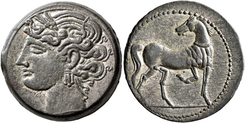 CARTHAGE. Second Punic War. Circa 203-201 BC. 1 1/2 Shekels – Tridrachm (Billon,...