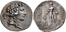 THRACE. Maroneia. Circa 189/8-49/5 BC. Tetradrachm (Silver, 32 mm, 16.45 g, 1 h). Head of youthful Dionysos to right, wearing taenia and wreath of ivy...