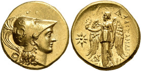 KINGS OF MACEDON. Alexander III ‘the Great’, 336-323 BC. Stater (Gold, 19 mm, 8.52 g, 12 h), Sinope, circa 230-200. Head of Athena to right, wearing C...