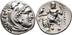 KINGS OF MACEDON. Alexander III ‘the Great’, 336-323 BC. Drachm (Silver, 17 mm, 4.35 g, 5 h), Lampsakos, struck under Leonnatos, Philip III Arrhidaios...