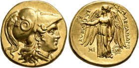 KINGS OF MACEDON. Alexander III ‘the Great’, 336-323 BC. Stater (Gold, 17 mm, 8.56 g, 9 h), Babylon I, struck under Seleukos I, circa 311-300. Head of...