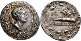 MACEDON (ROMAN PROTECTORATE), Republican period. Roman embassy. Circa 148-147 BC. Tetradrachm (Silver, 32 mm, 17.00 g, 3 h), Attic standard, Amphipoli...