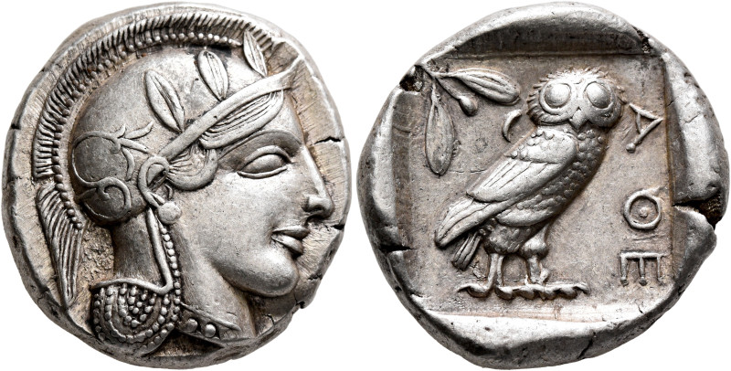ATTICA. Athens. Circa 440s-430s BC. Tetradrachm (Silver, 25 mm, 17.19 g, 5 h). H...