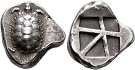 ISLANDS OFF ATTICA, Aegina. Circa 456/45-431 BC. Stater (Silver, 22 mm, 12.08 g). Tortoise with segmented shell. Rev. Incuse square with skew pattern....